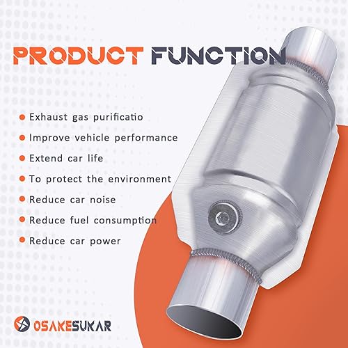 Miniatura 2 de Convertidor catalítico universal de 2.5 pulgadas, entradasalida de 2.5 pulgadas, paquete de 2 convertidores catalíticos de alto flujo con escudo