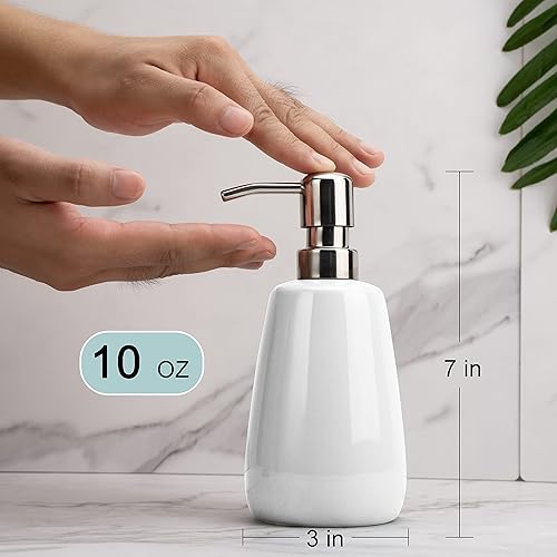 Miniatura 5 de Botellas de cerámica dispensadoras de jabón de mano con bomba de acero inoxidable para baño, botellas vacías de champú de 10 oz10.1 fl oz, 2.76