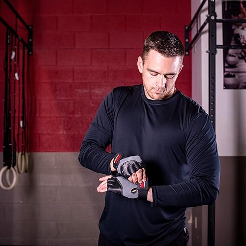 Miniatura 4 de MRX - Guantes de levantamiento de pesas, entrenamiento de gimnasio, fisicoculturismo, fitness, levantamiento de pesas, guantes de cuero genuino para