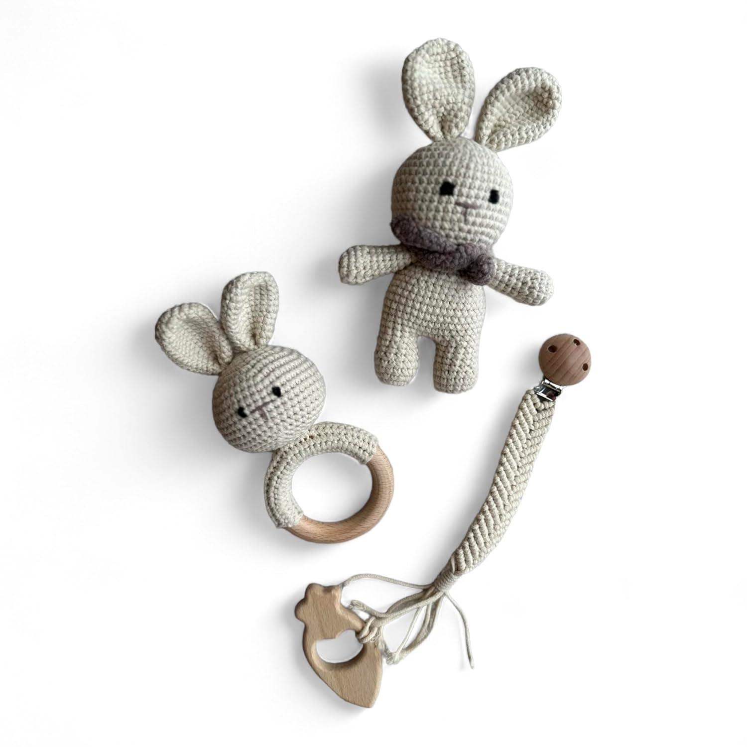 Handmade organic cotton beige bunny baby gift. Low Tox Handmade organic cotton beige bunny baby gift. Low Tox