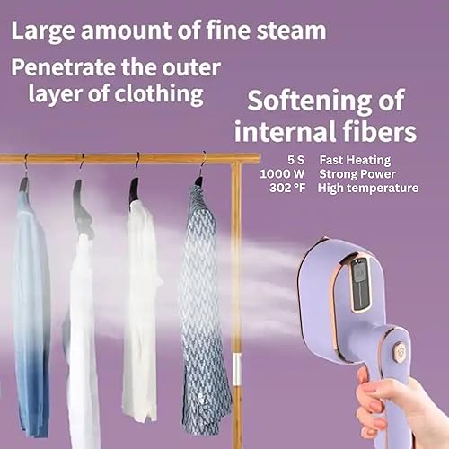 Miniatura 5 de REBOLLITA Plancha de vapor de viaje para ropa, 1000 W, tamaño portátil, soporte de vapor portátil, planchado en seco y húmedo, plancha de vapor