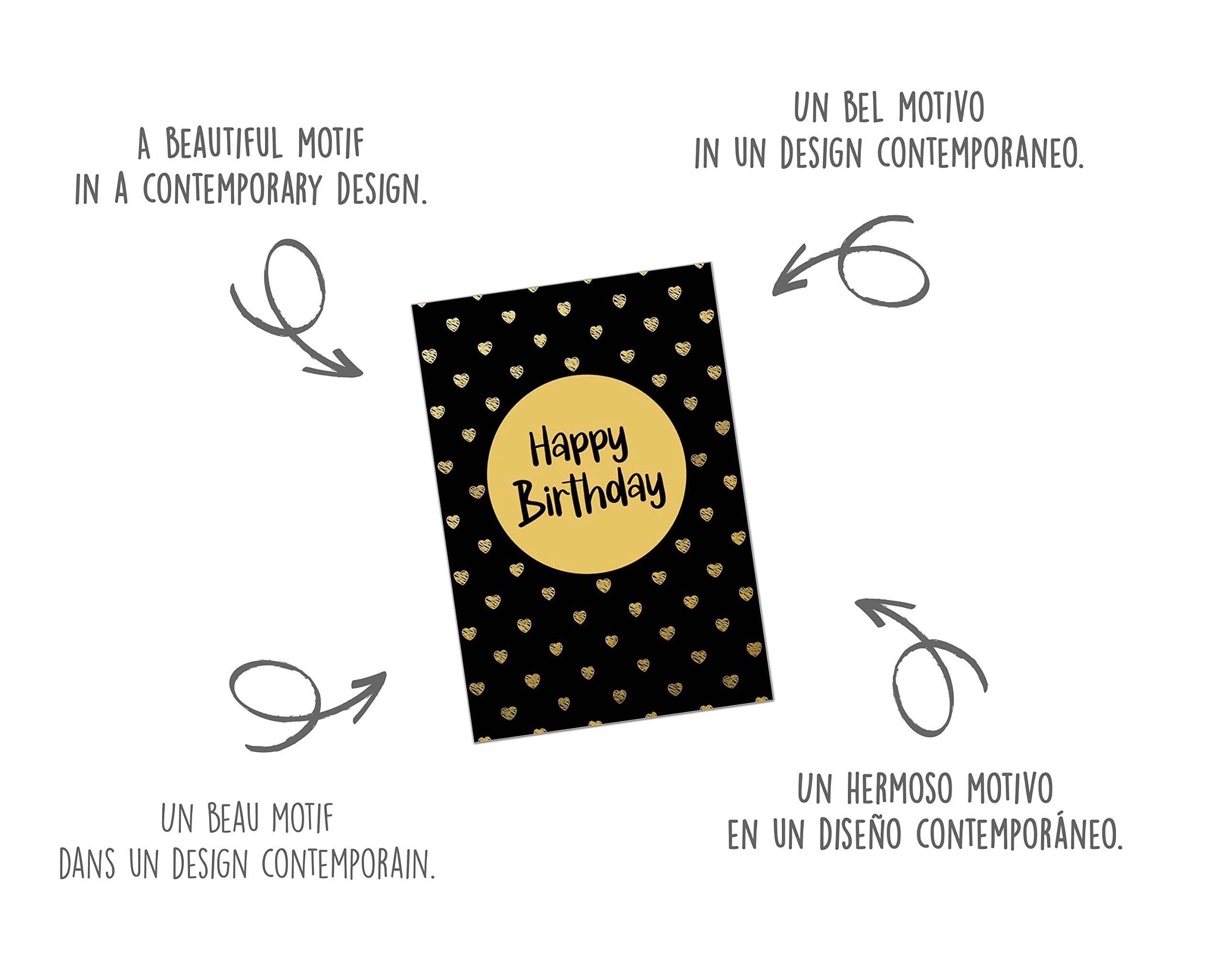 Edition Seidel Biglietto D'Auguri Premium Con Goffratura Dorata - Formato 11,5x17 Cm, Con Busta, Per Compleanno Uomo E Donna, SW022