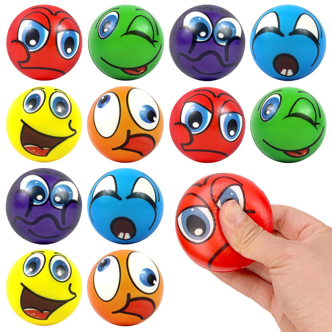 Augesak 12 Stück Antistressball für Kinder Erwachsene, Gesicht Stressball, Gesicht Squeeze Ball, Knautschball Softbälle Quetschball, Squishy Spielzeugball für Kindergeburtstag Mitgebsel Party