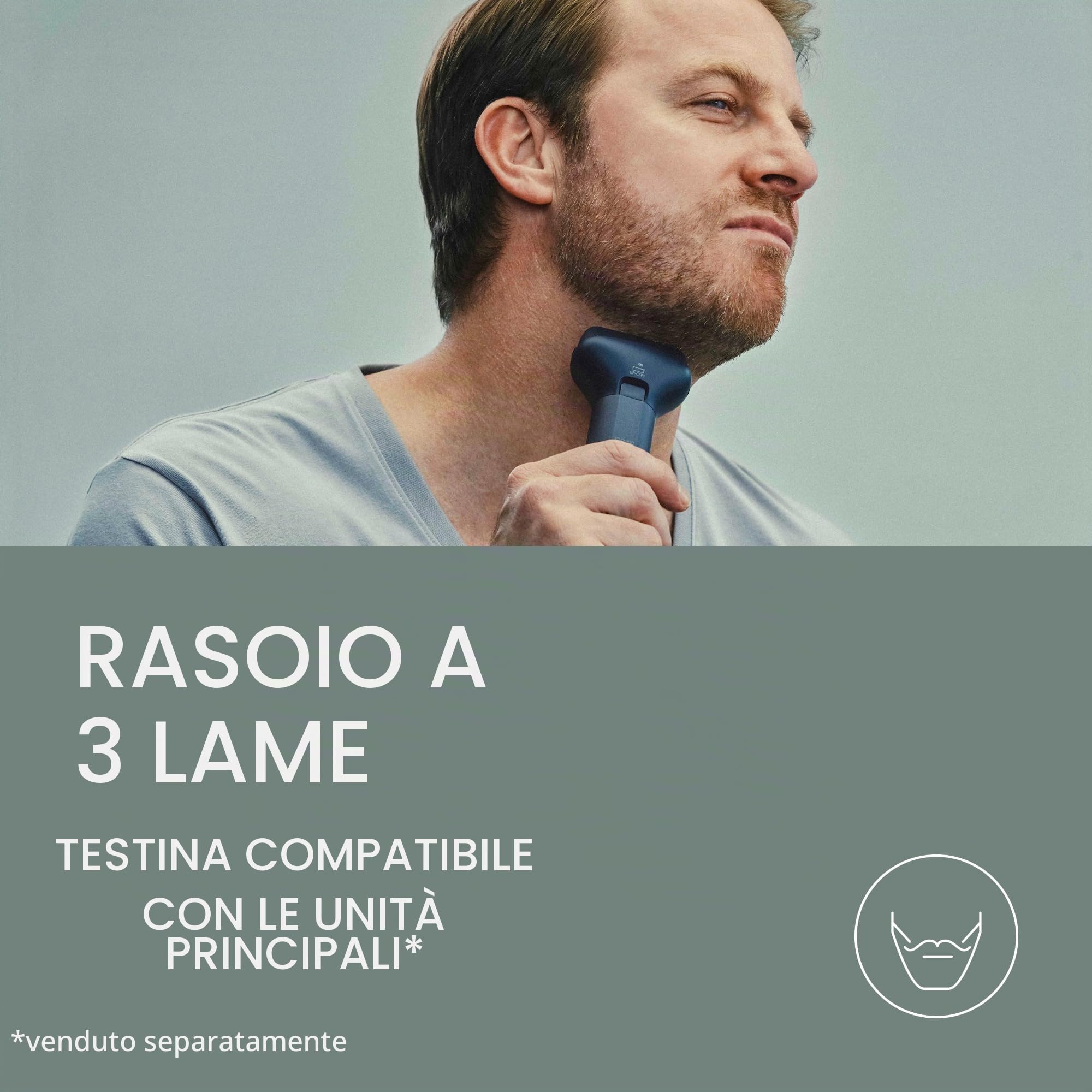 Panasonic MULTISHAPE Sistema Modulare ER-CBN1, ER-CTB1 & ER-CSF1: Unità principale con testina spazzolino elettrico e testina rasoio a 3 lame, batteria Ni-MH ricaricabile, Nero