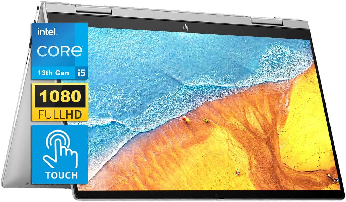 hp 2023 Newest Envy x360 2-in-1 Laptop, 14" FHD IPS Touchscreen, Intel 13th Gen Core i5-1335U Processor (10-core), 8GB RAM, 1TB SSD, Intel Iris Xe Graphics, Wi-Fi 6E, Fingerprint, Windows 11 Home