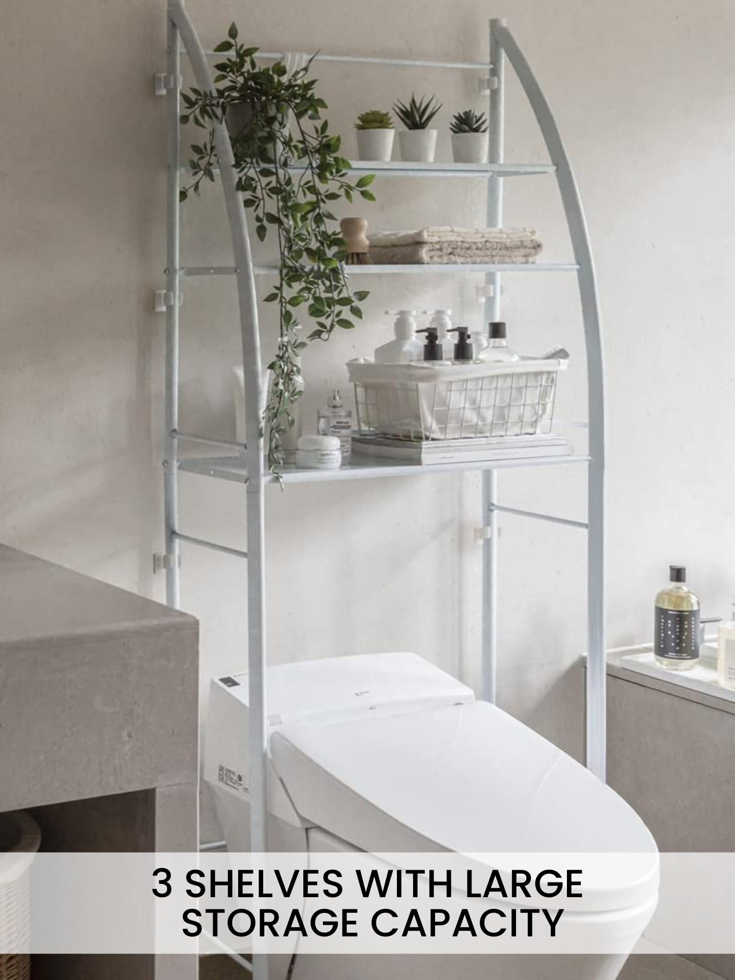 MAGIC SELECT Étagère de Salle de Bain sur WC avec 3 Niveaux. Pieds Réglables en Hauteur Blanc.