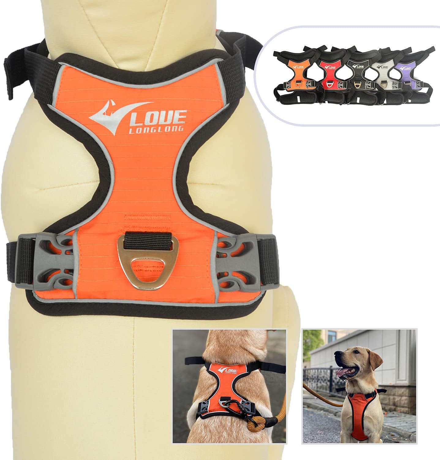 No Pull Dog Harness with Safety Reflective Logo, Adjustable Dog Vest Harness Soft Sponge Padded Pet Vest with Front Leash Clip for Small…
