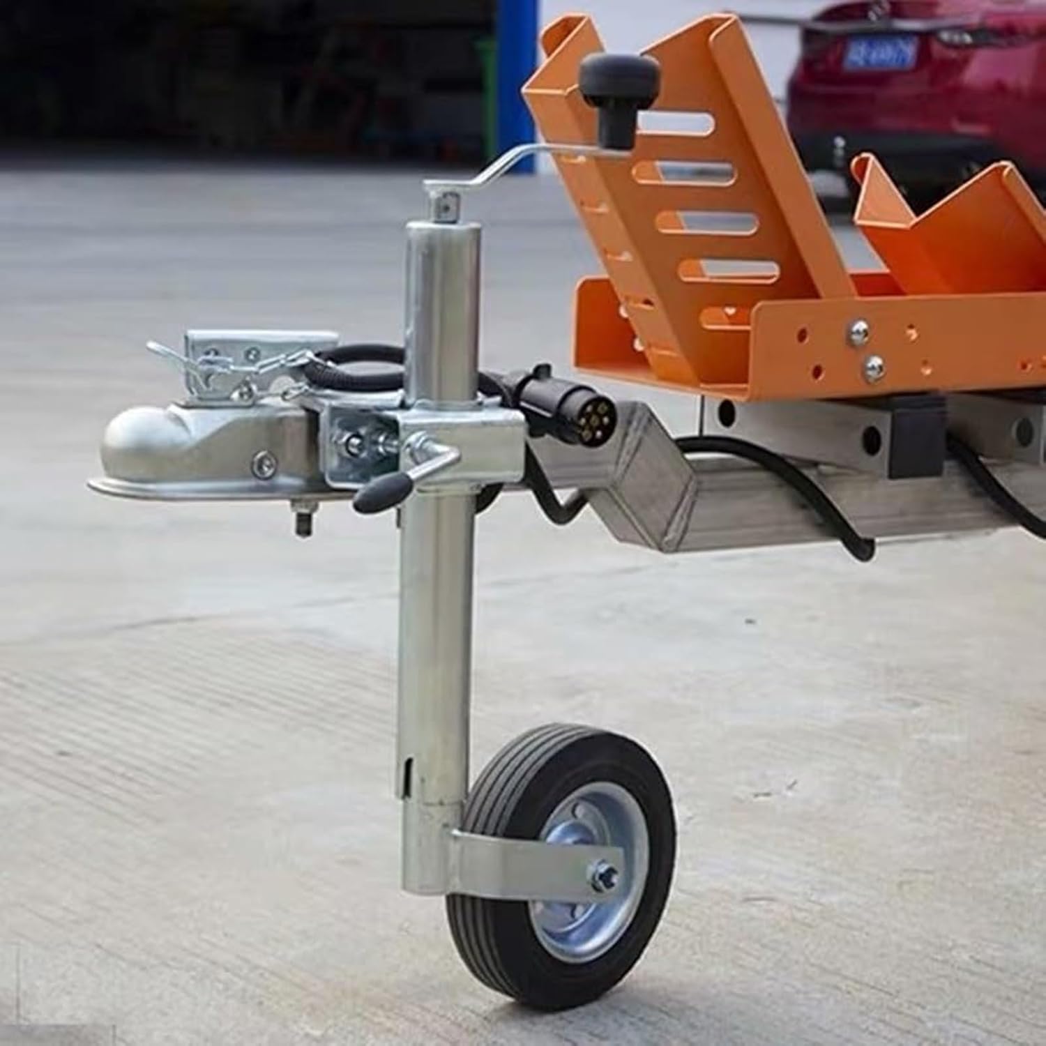 Boat Trailer Jack with Wheel - Trailer Jack Wheel, Jockey Wheel Trailer Front Wheel, with Holder Clamp 150kg 48mm Mount, Heavy-Duty Bolt-On Swivel Jack, for Trailer Caravan