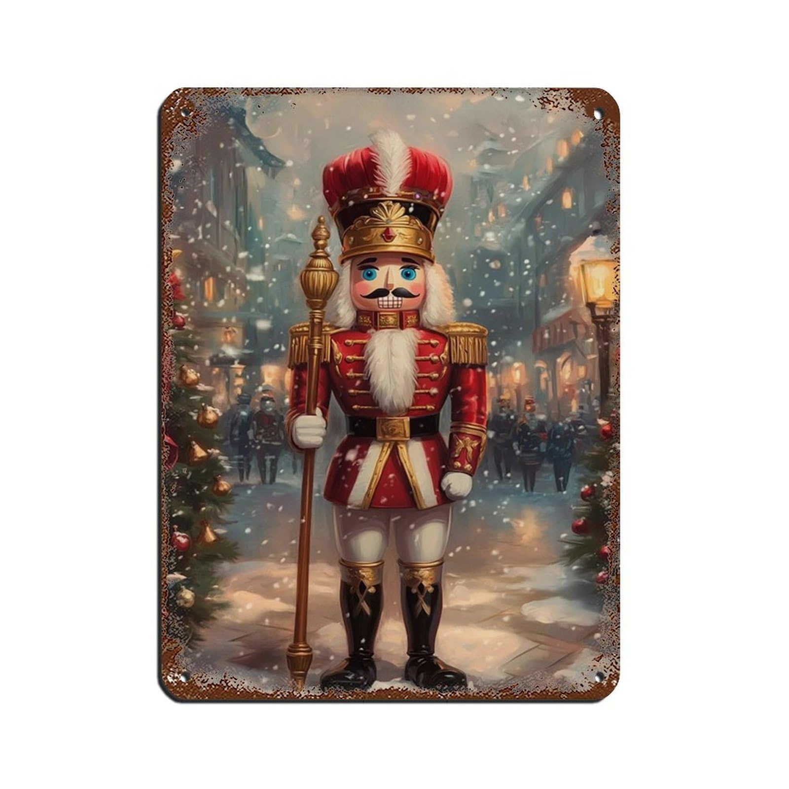 Nutcracker, Christmas Art, Farmhouse Decor Tin Sign Vintage Metal Pub Club Cafe Bar Home Wall Art Decoration Poster Retro 12x16inch(30x40cm)