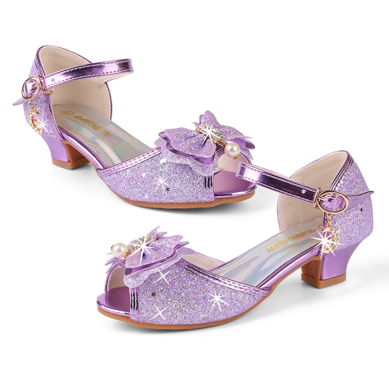 Dziewczęce buty do tańca, błyszczące, na wieczór, z kokardką, niskie obcasy, dla małych dziewczynek, buty do sukienki dla księżniczki, buty na urodziny, wesele