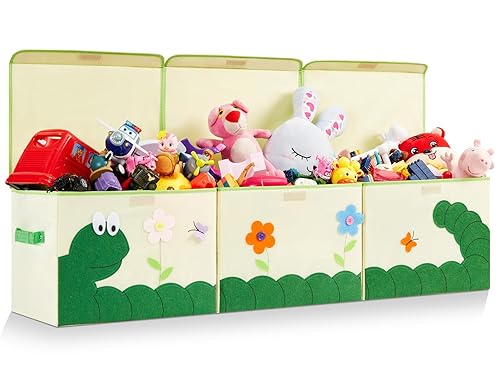 Caja de juguetes grande para niños y niñas, lindo contenedor de almacenamiento de juguetes con tapa, juguetes para bebé, decoración de habitación,