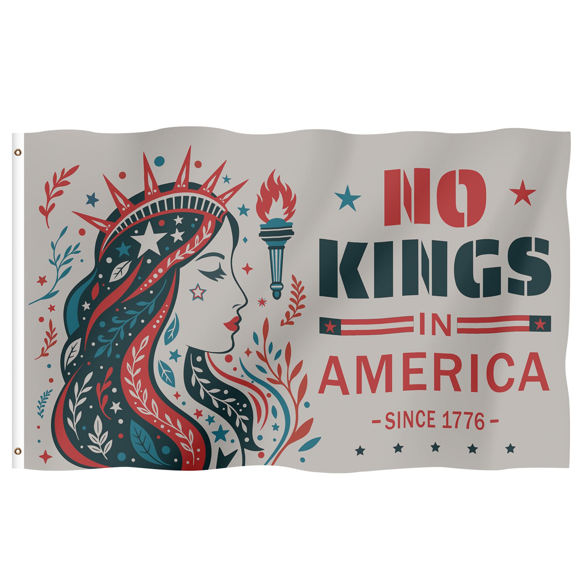 Drapeau de jardin No Kings patriotique gris ardoise 9,1x1,5m avec œillets