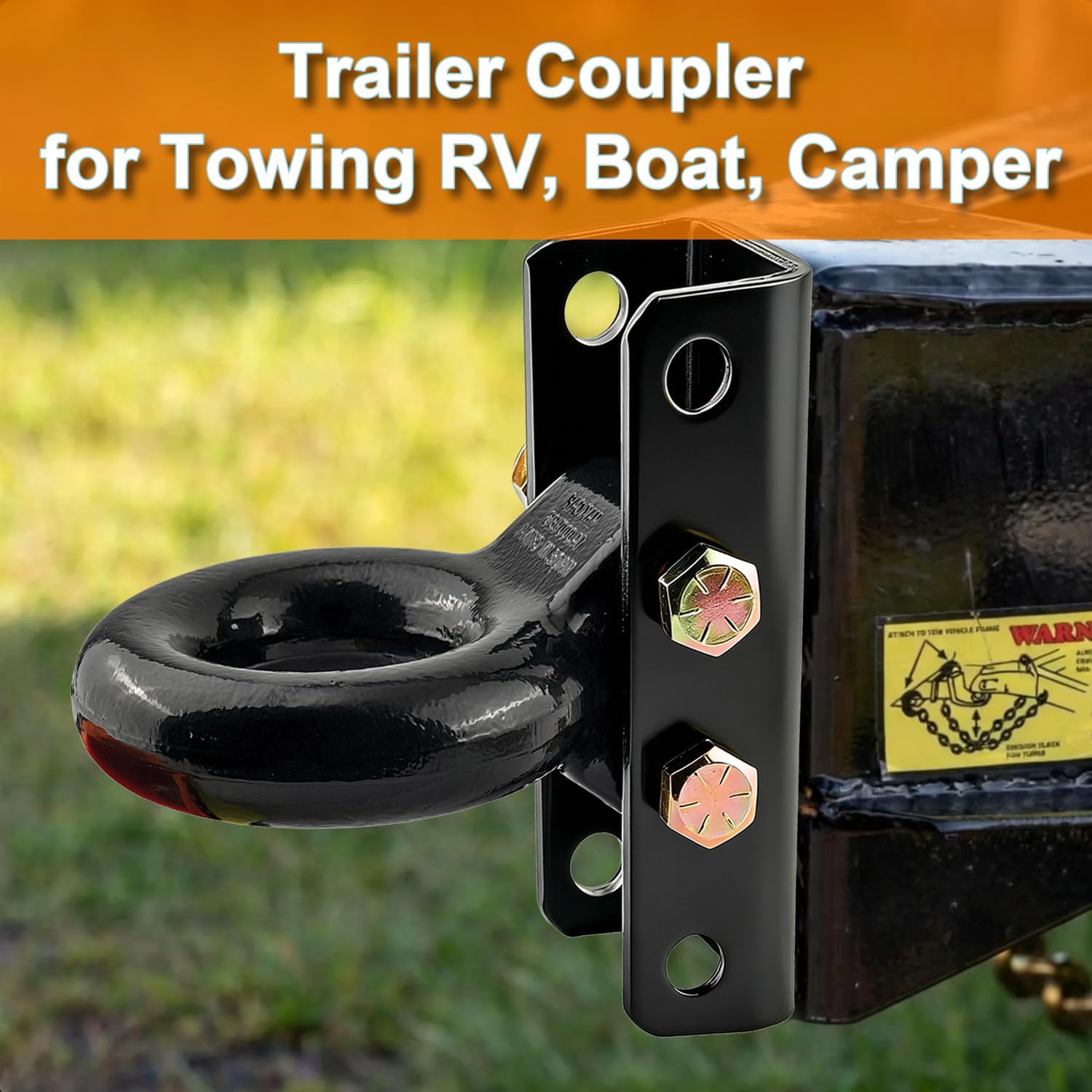 Heavy Duty Adjustable Pintle Hitch 14000 LBS Capacity, 3" Inside Diameter, 3-Position Channel Mount Trailer Hitch for RV Off-Road Trailer Agricultural and Construction Towing, Black