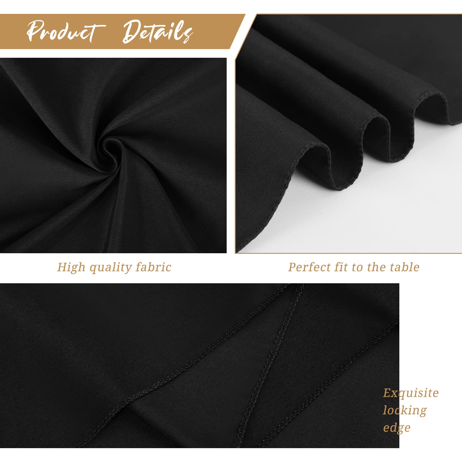 2 stuks zwarte biertafelkleden, 250 x 110 cm, polyester biertafelkleed