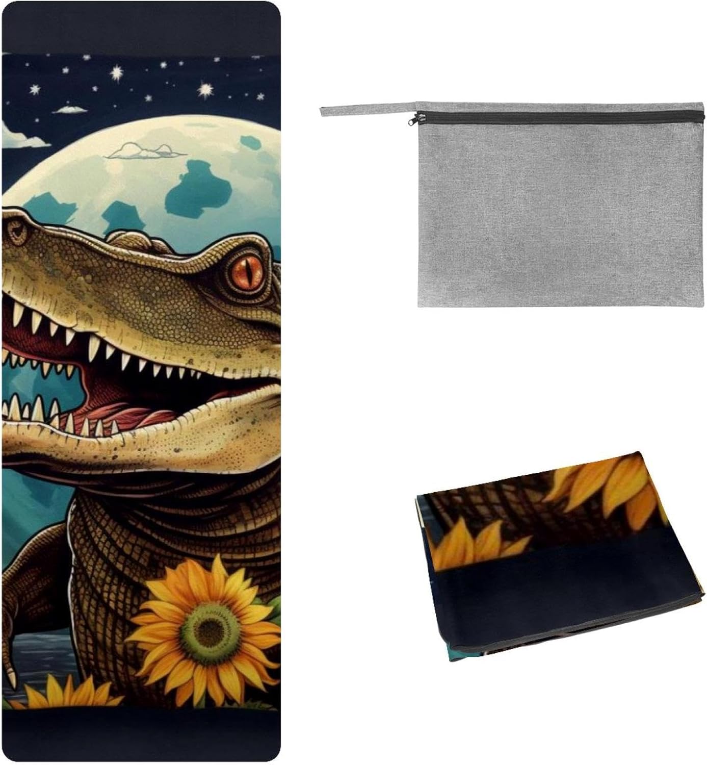 Yoga Towel, Crocodile Star Sunflower Non Slip Sweat Absorbent Hot Yoga Mat Towel for Hot Yoga, Pilates and Fitness - 72.8" x 26.8"