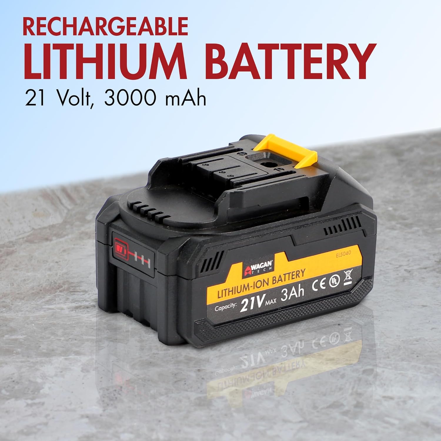 Wagan EL5040 21V Max 3.0Ah Lithium-Ion Battery Pack, Rechargeable Replacement Battery Compatible Cordless Power Tools - Image 2