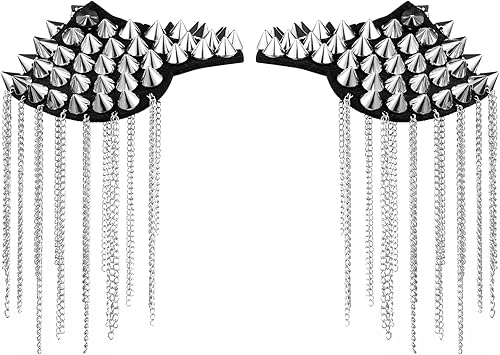BESTOYARD Charreteras plateadas con borlas, para colgar en el hombro, tablas puntiagudas, vintage, Halloween, cosplay, hombreras, almohadillas para