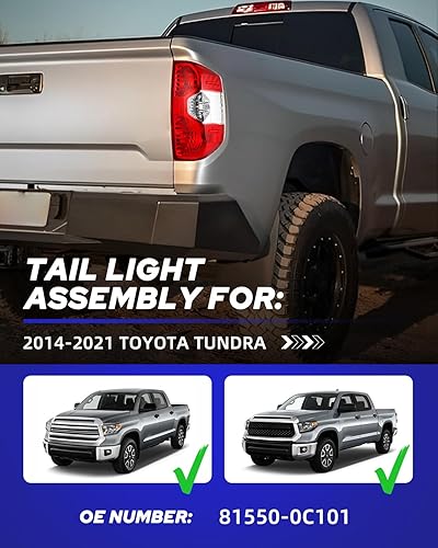 Miniatura 2 de AUTOONE Conjunto de luces traseras para Toyota Tundra, conjunto de lámpara trasera para camioneta Tundra 2014-2021, parte trasera del lado del