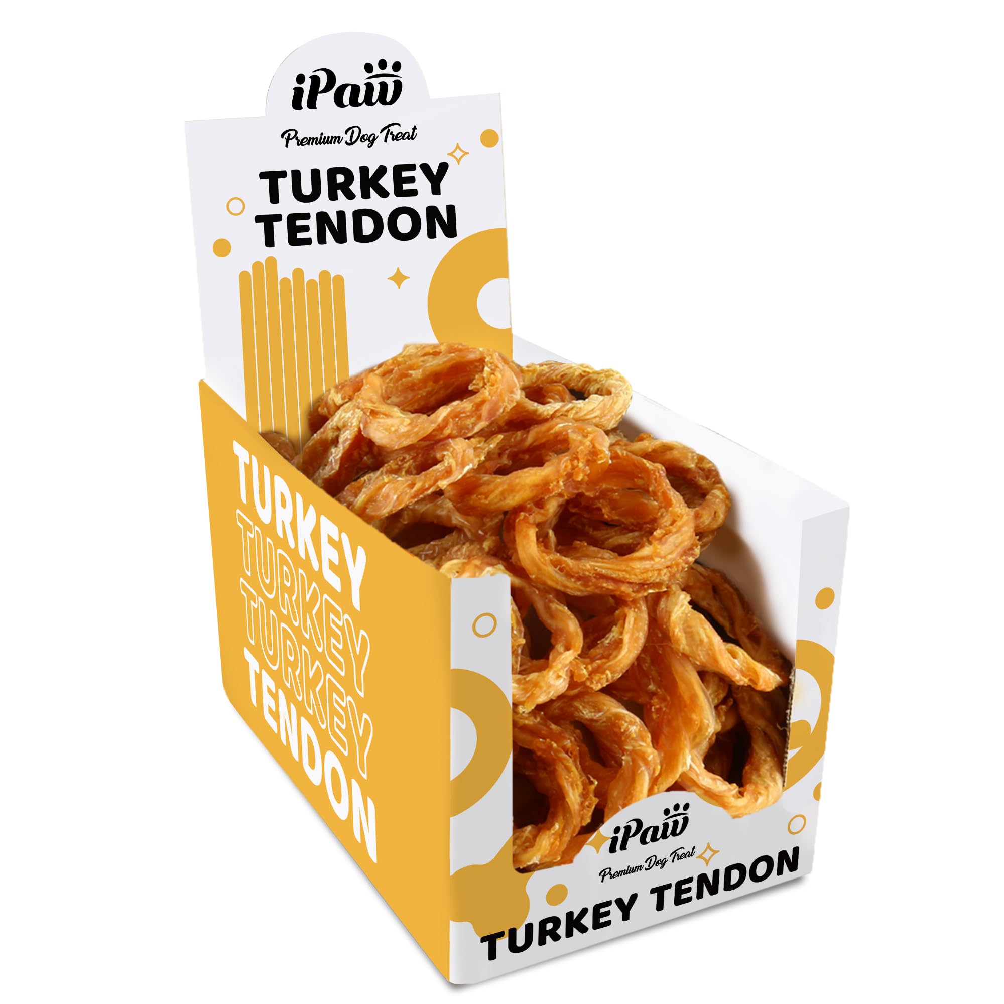 iPaw Turkey Tendon for Dogs 40 Pcs Bulk Pack Ingredient Sourced from USA Hypoallergenic All Natural Human Grade