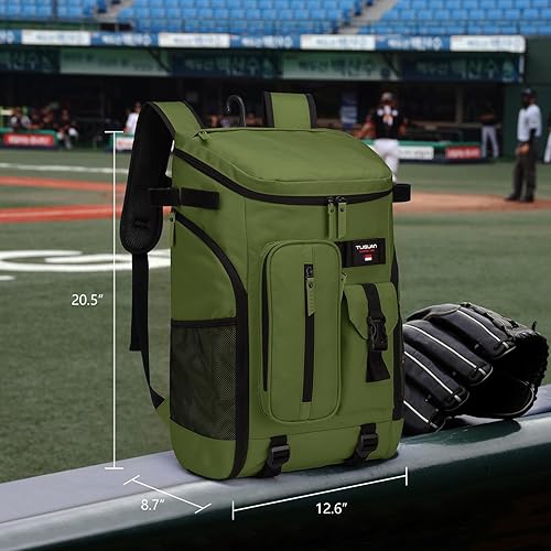 Vista 18 de TUGUAN Mochila de béisbol para adultos con soporte para bates de 2/4 y gancho para cerca, bolsa ligera de softbol para hombre con compartimento