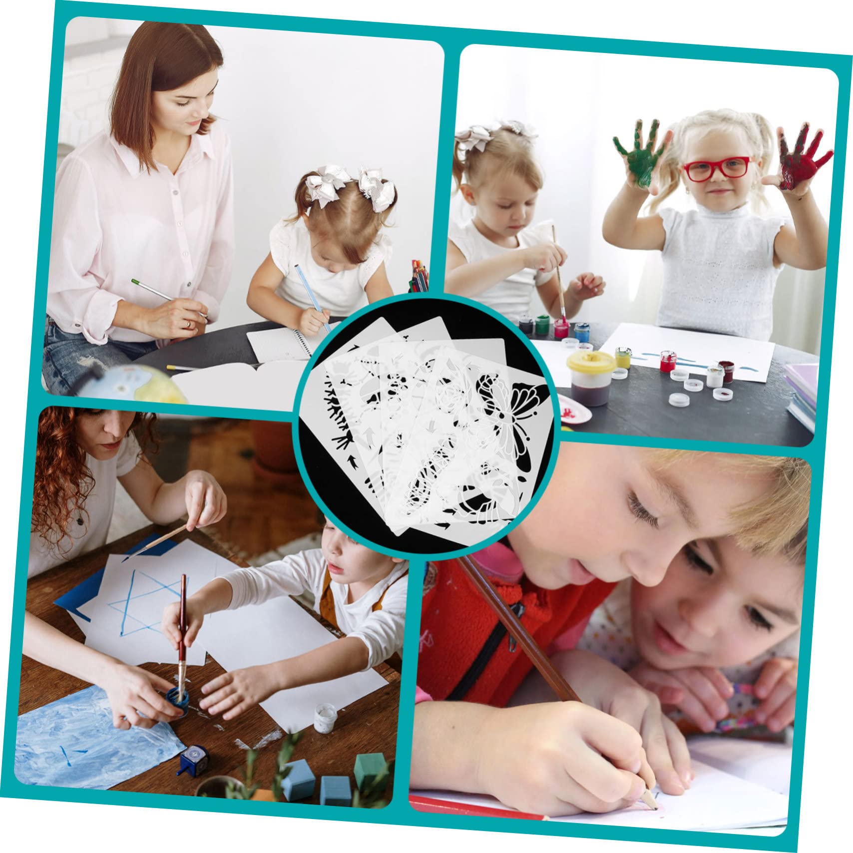 SHINEOFI 3 Set Di Stencil Riutilizzabili Per Animali Per Bambini 4 Modelli Di Ciclo Di Crescita Stencil Per Pittura E Disegno Per Bambini Forniture Per Artigianato 4 Fogli*3