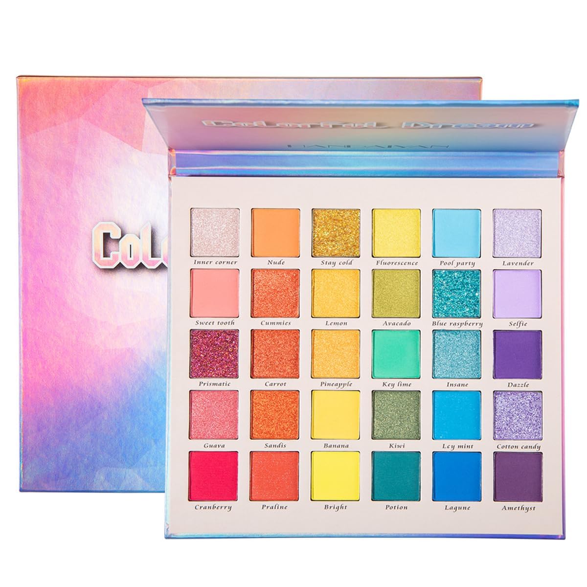 Fablcrew30 Color Eyeshadow Palette, Rainbow Eye Shadow Matte Shimmer Makeup Pallet Highly Pigmented Colorful Powder Long Lasting Waterproof Eye Shadow