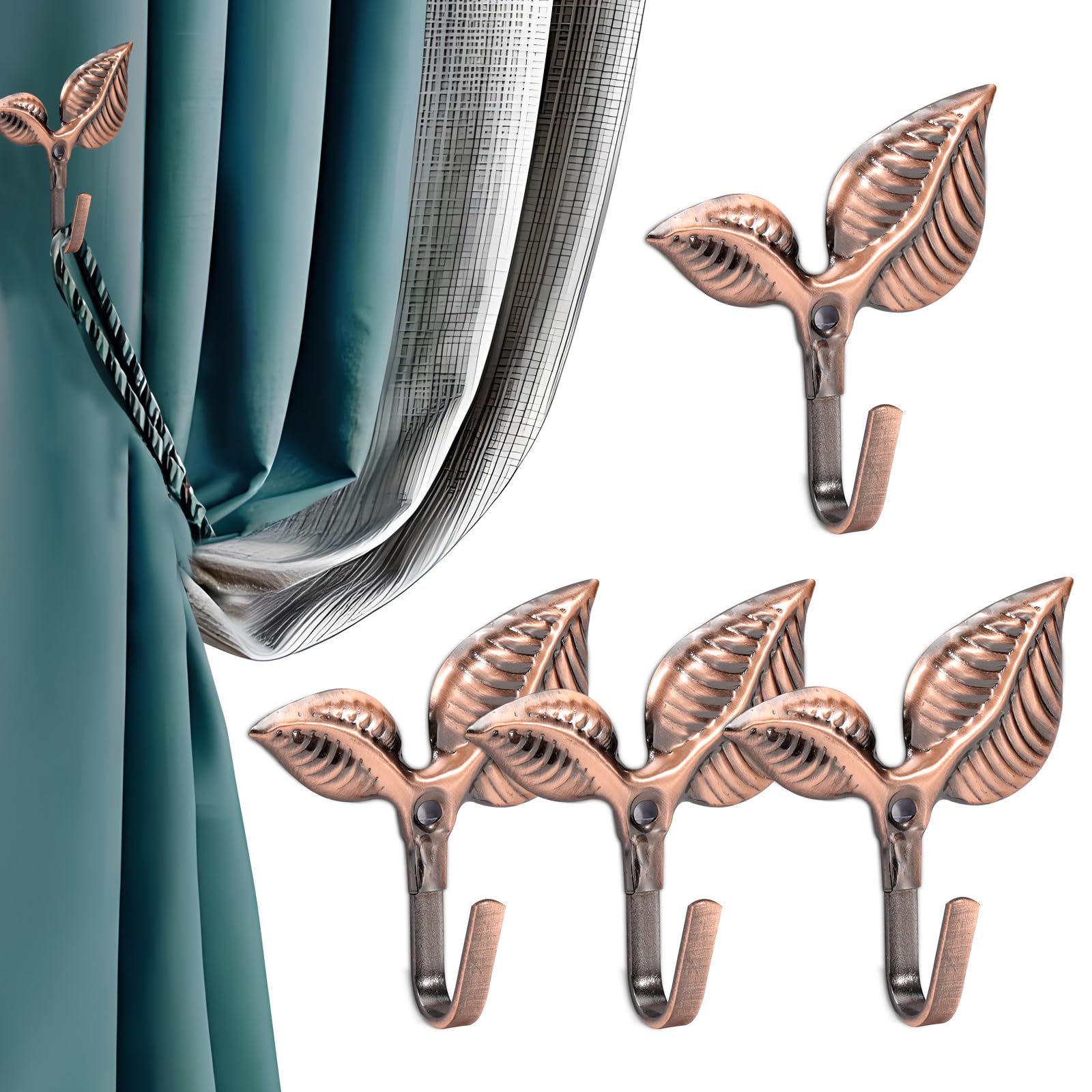 4 Pcs Metal Curtain Holdbacks, Curtain Hooks for Drapes Wall Metal Decorative Curtain Tiebacks Hooks