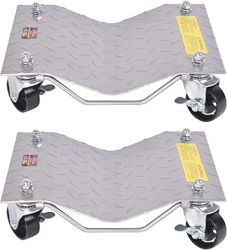 2 Pack Wheel Dolly Set, Car Tire Dolly 3,000 lbs Pound Total Capacity Stake Dollies for Tow or Vehicle Storage