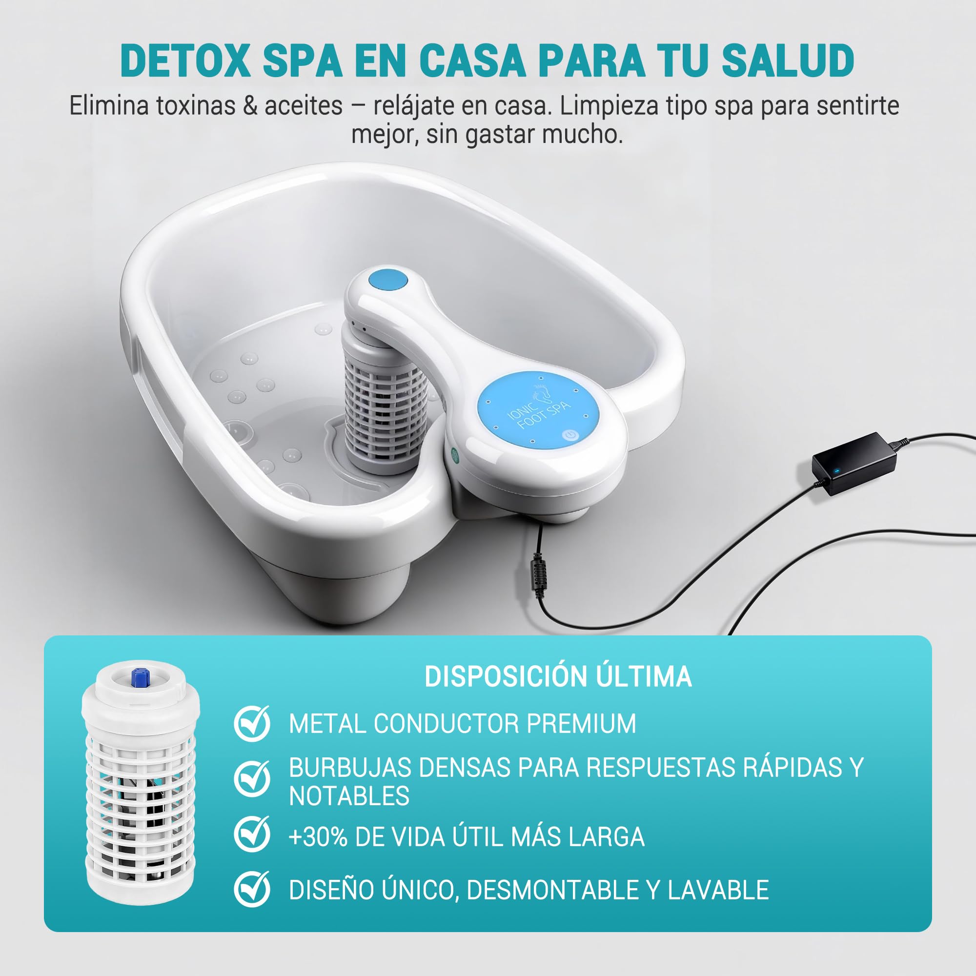 Baño de Pies Iónico Detox, SPA de Un Toque para Casa, Tecnología de Electrolysis y Bienestar