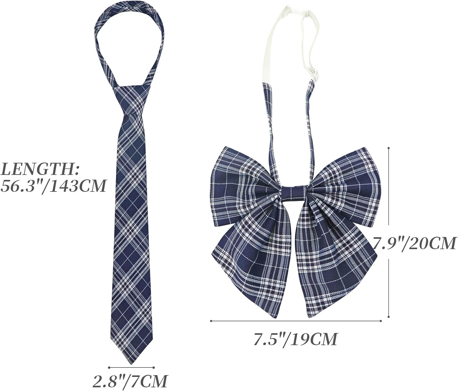 PROCOS Women Japanese Uniform Outfit US Size Costume with Plaid Bow Tie Socks 5 PCS - Image 4