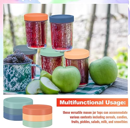 Miniatura 6 de Tapas de silicona para frascos, tapa gruesa a prueba de fugas para frascos Mason de boca, tapas grandes reutilizables para tarros de conservas