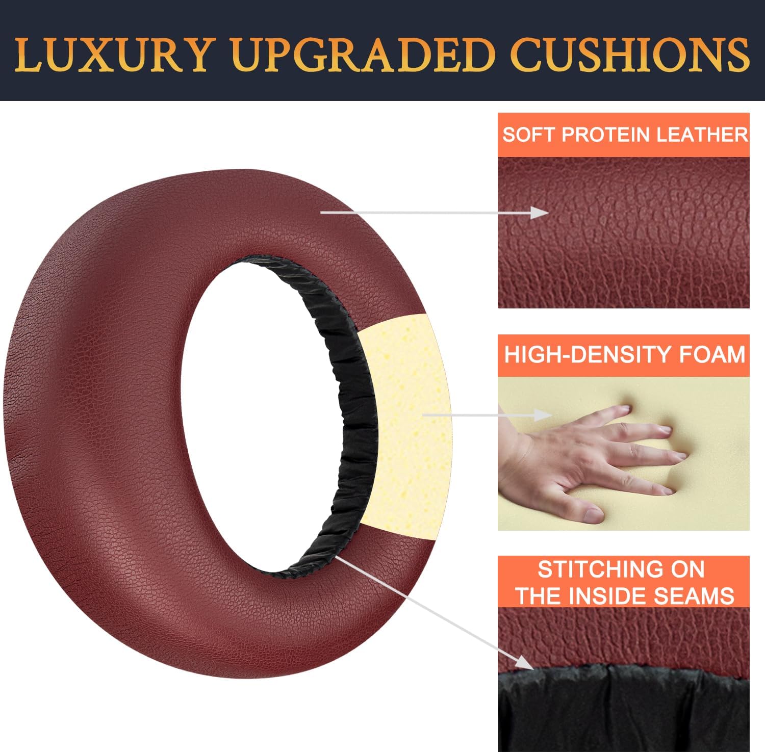 SOULWIT Earpads Cushions Replacement for Sony PlayStation 5 Pulse PS5 3D Wireless Headset, Ear Pads Cushions with Soft Protein Leather, Noise Isolation Foam - Burgundy