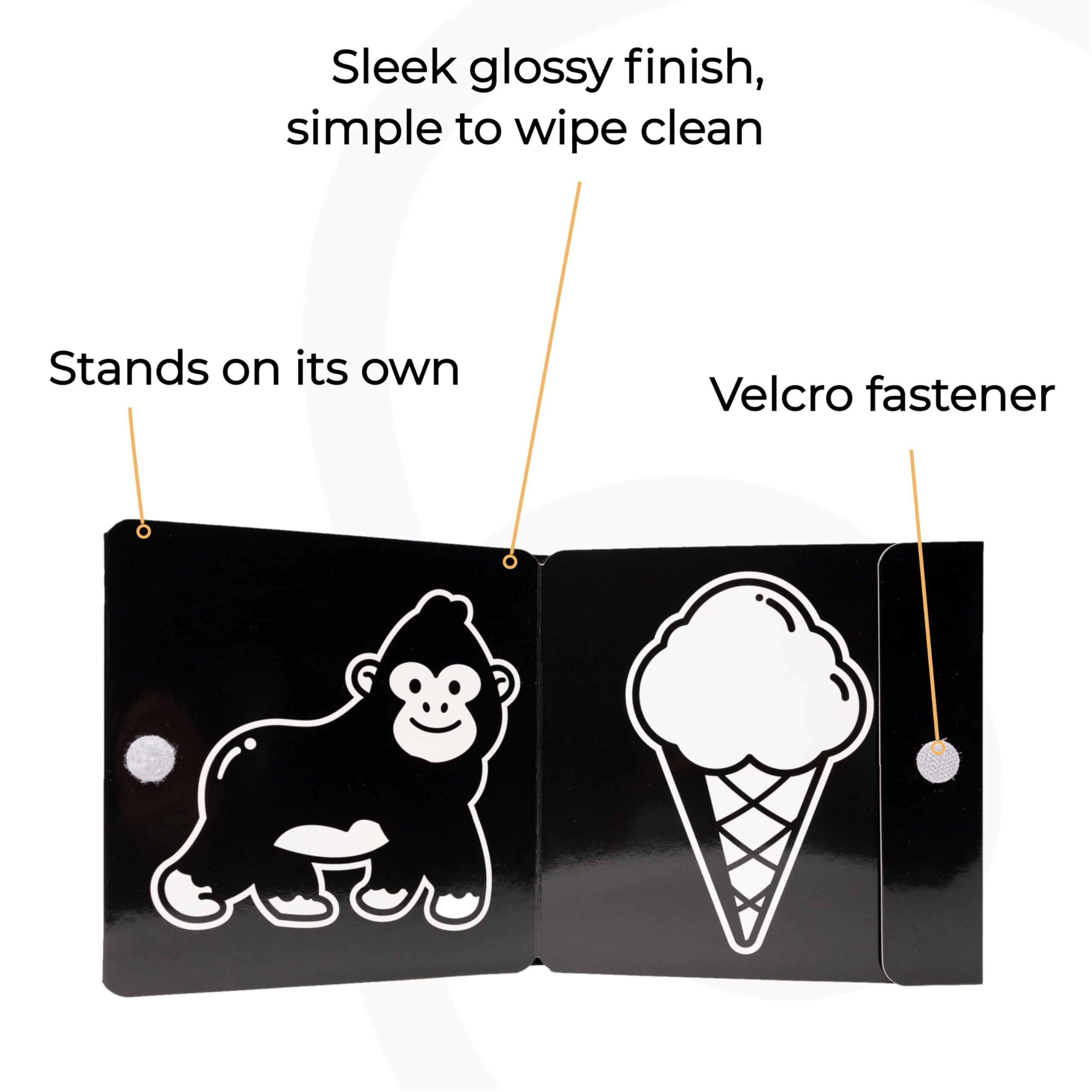 The Happy Start™ - Libro infantil de alto contraste - Libro de mesa de alto contraste - Libro de mesa para niños - Juguetes para niños de alto contraste - Juguetes para el tiempo de