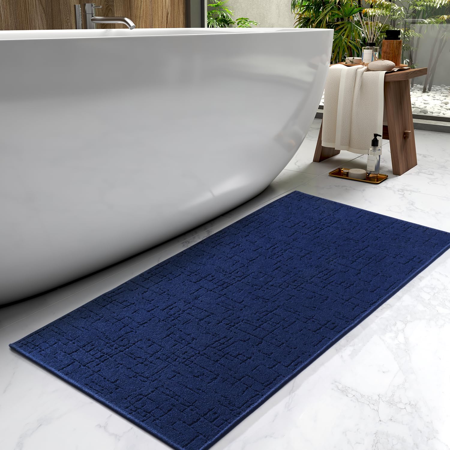 AMOAMI-Bath Mat-Absorbent Quick Dry Bathroom Floor Mats-Washable Rubber Backing Bath Mats for Bathroom Rugs Fit Under Door-Bath Rug for in Front of