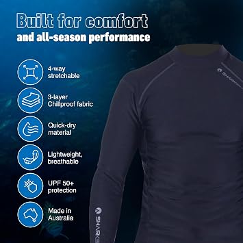 Sharkskin メンズ 防寒長袖サーマルトップ - 防風&日焼け防止ベースレイヤー