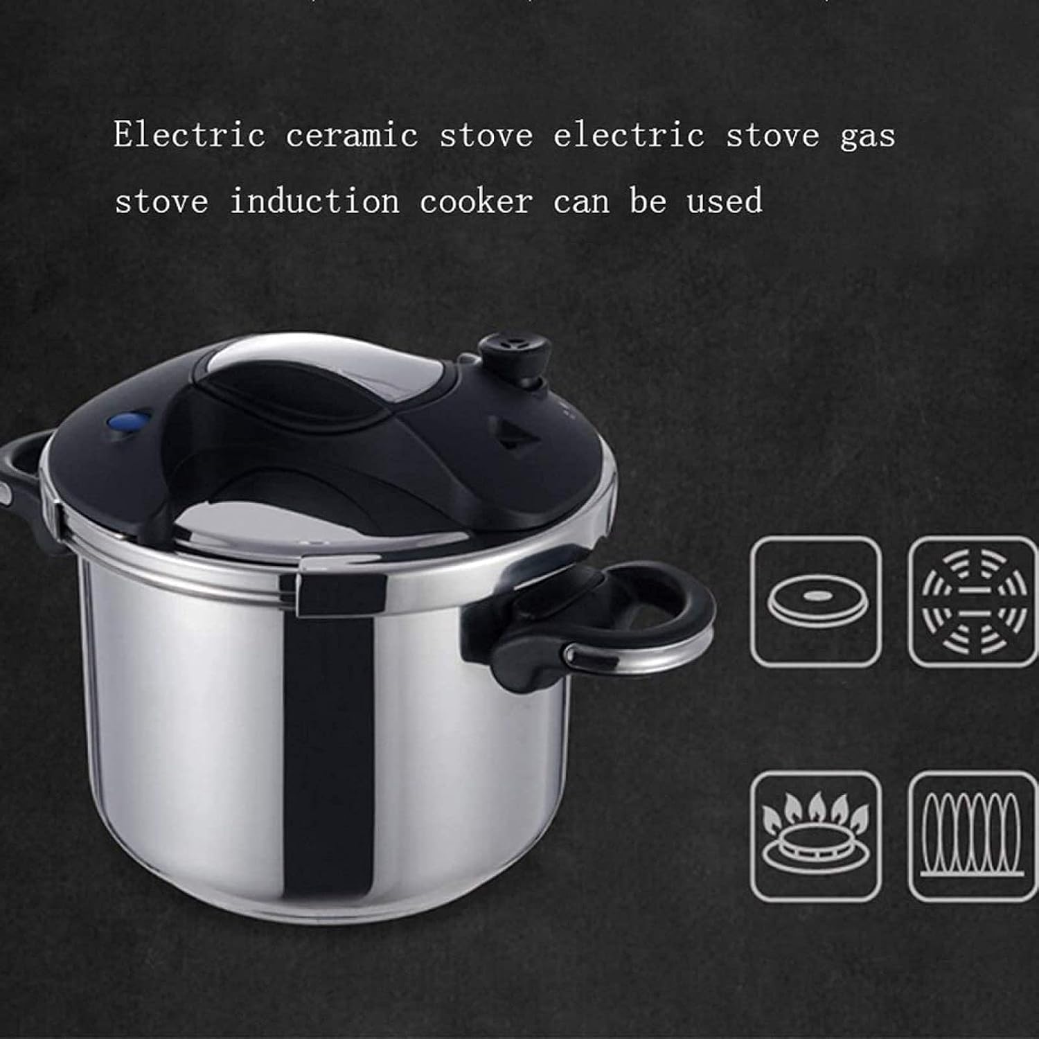 High Pressure Cooker Explosion-Proof,304 Stainless Steel Household High Pressure Cooking Pot Suitable for Induction Cooker Gas,Silver-6L