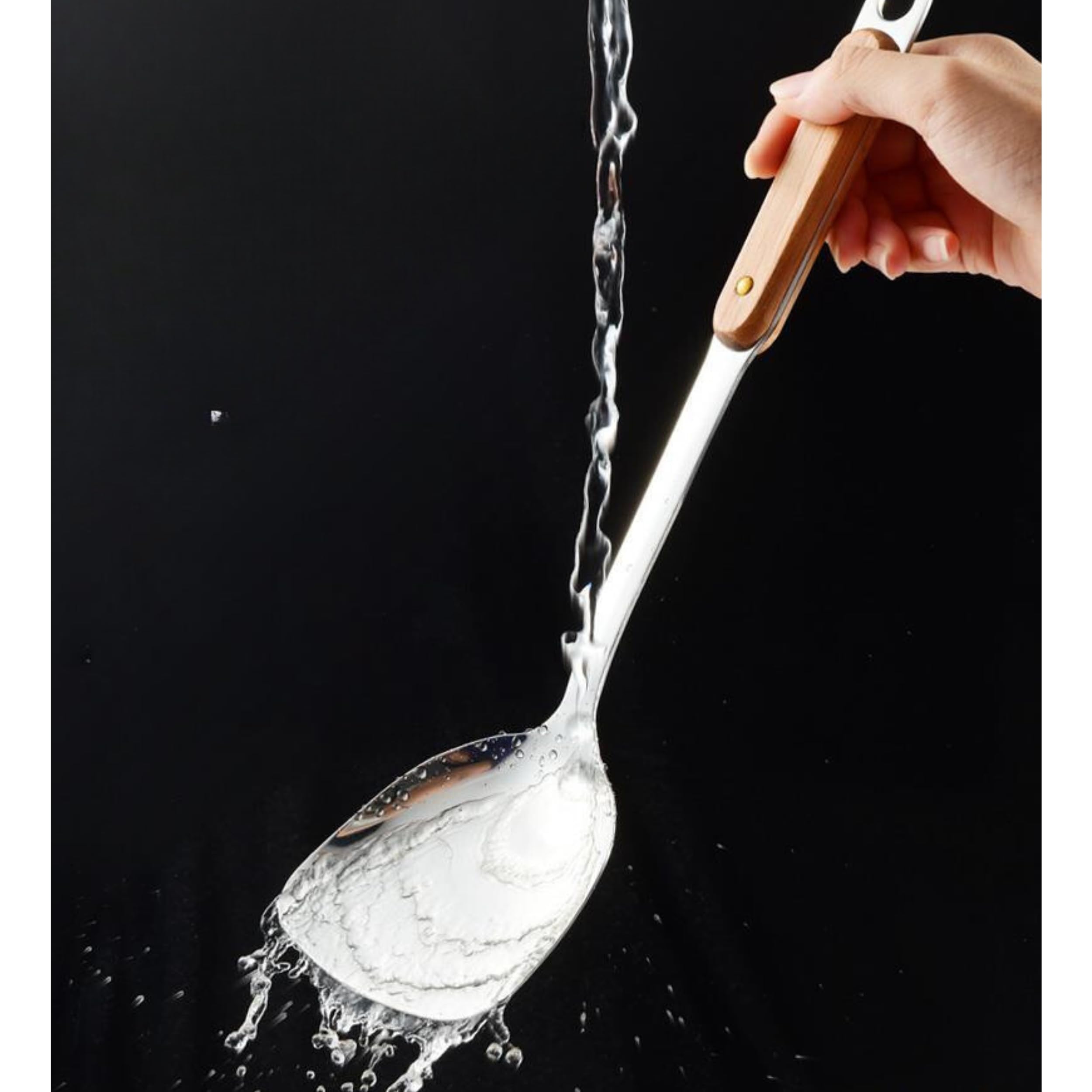Kankuwar Stainless Steel Ladle, Serving Spoon, Spatula & Slotted BBQ Turner for Ladling Soup, Stir-Frying Food, Grilling, Scraping, Turning Meat, Mixing Scrambled Eggs, Flipping Burgers (Set of 6) - Image 6 thumbnail