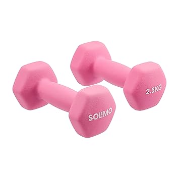 Amazon Brand - Solimo Neoprene Dumbbell 2.5kg, Set of 2 (Hot Pink) - image, photos