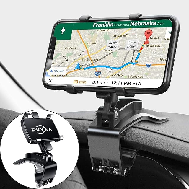 Car Phone Mount, Rotating Dashboard Clip Cell Phone Holder, 360-Degree Rotation Mobile Clip Stand for 4 to 7 inches Smartphones