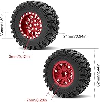 Vista 7 de OGRC 1.0 Plus (1.2 pulgadas) Beadlock Ruedas de 0.276 in de desplazamiento negativo llantas súper suaves pegajosas para TRX4M SCX24 FCX24 AX24 1/24