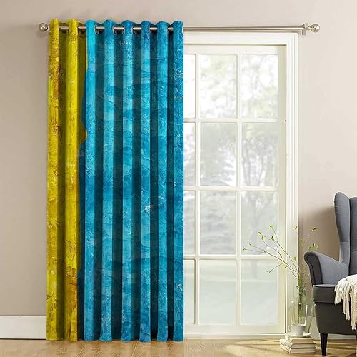 Miniatura 3 de Cortinas azules para Habitacion - Cortinas y cortinas amarillas para decoración de habitación oscura, 1 panel, 40 pulgadas de ancho x 47 pulgadas de