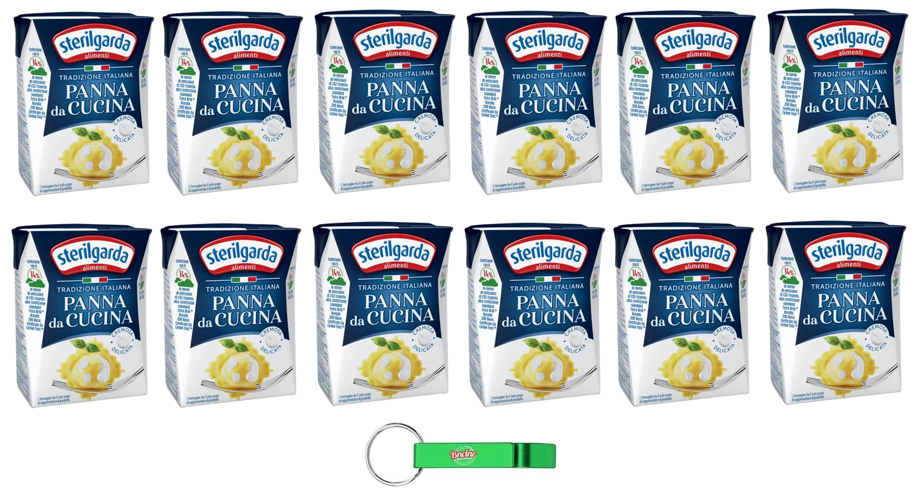 Sterilgarda Panna da Cucina, Salsa da cucina italiana, 12 confezioni Tetrapak da 200ml + Portachiavi Beni Culinari in Omaggio