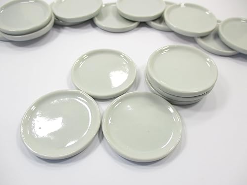 Miniatura 2 de Plato redondo blanco de 0.236x1.457 in Casa de muñecas Casa de muñecas Utensilios de cocina de cerámica en miniatura Deco 1:6 10681