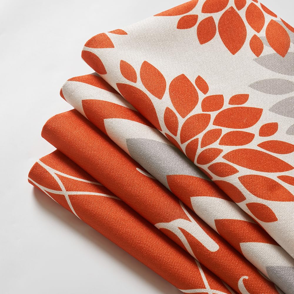 MIULEE Set Di 4 Federe Per Cuscini 45x45 Cm - Impermeabili, Tessuto Lino, Stampa Foglie Tropicali