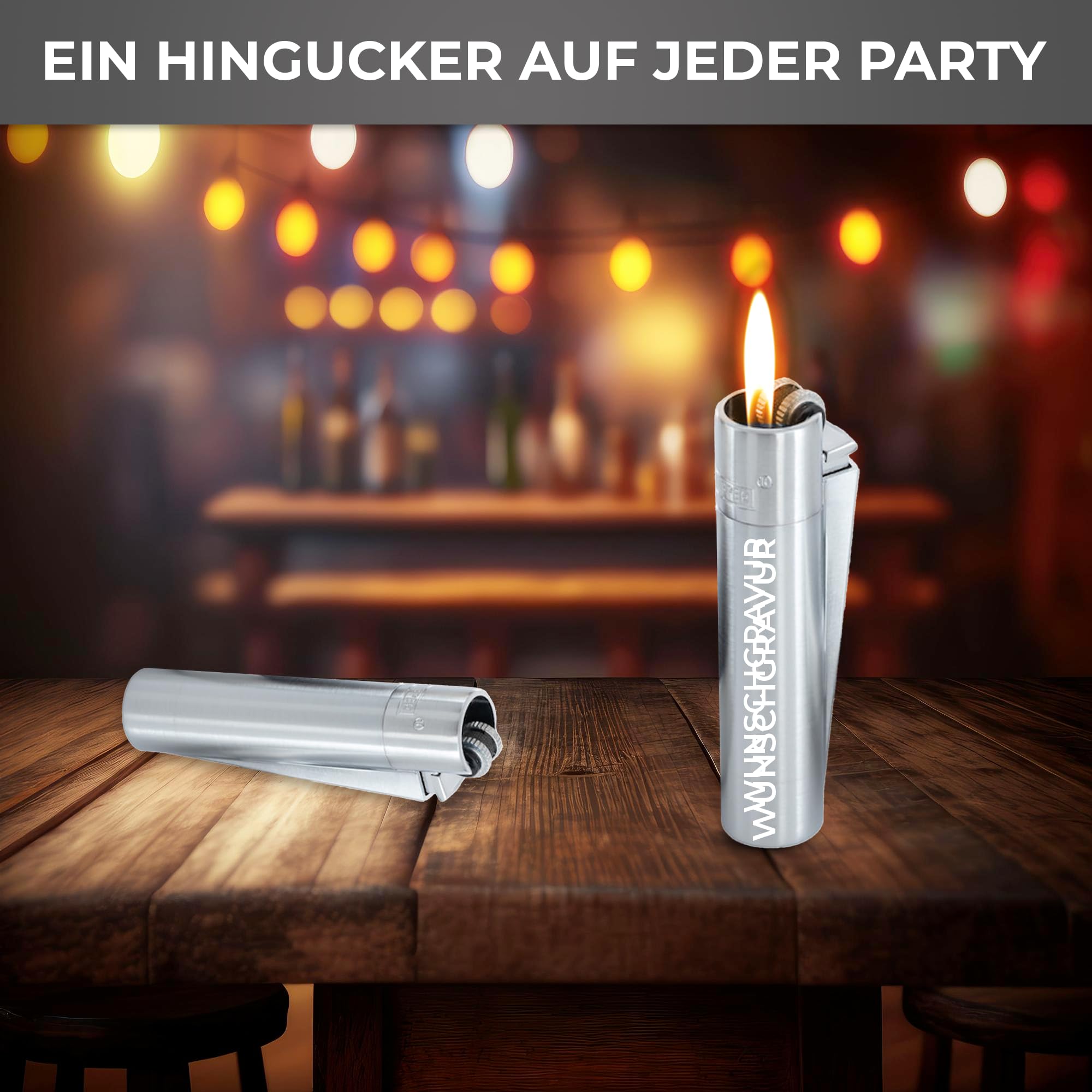 Feuerzeug mit Gravur, Personalisierte Geschenke Geburtstagsgeschenk für Männer Frauen Partner Freund Jahrestag Geschenk für Ihn Sie Männergeschenke Gadgets Geburtstagsgeschenke (Silber)
