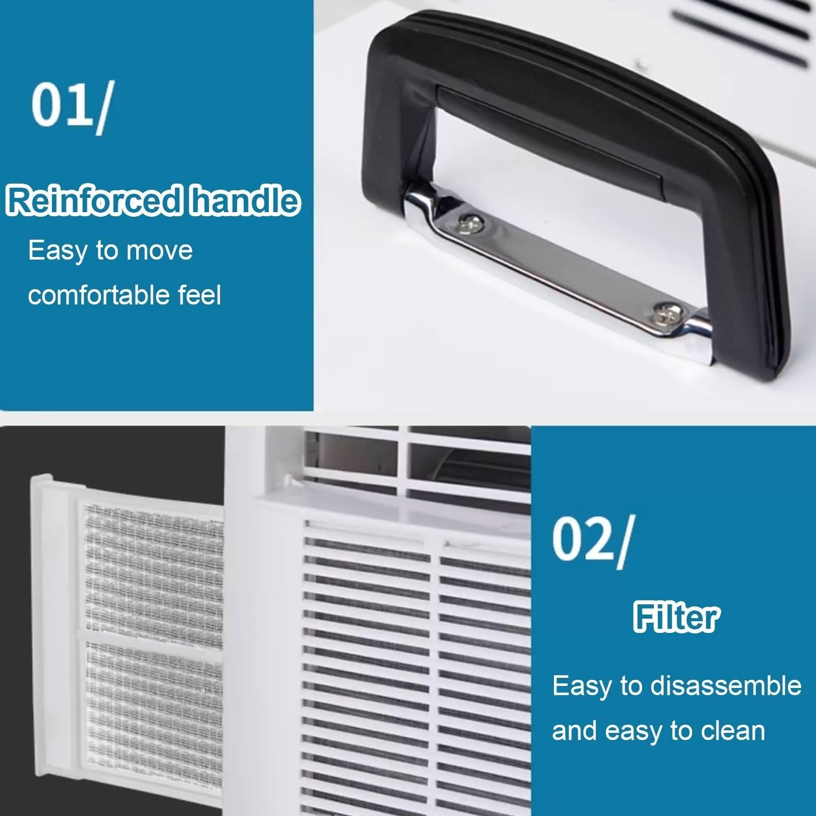 Condizionatore portatile con sistema split 3000 Btu, unità di climatizzazione con Wi-Fi e telecomando, timer 12 ore, flusso d'aria 130 m³/h, area applicabile 10㎡, tubo di collegamento 1,5 m