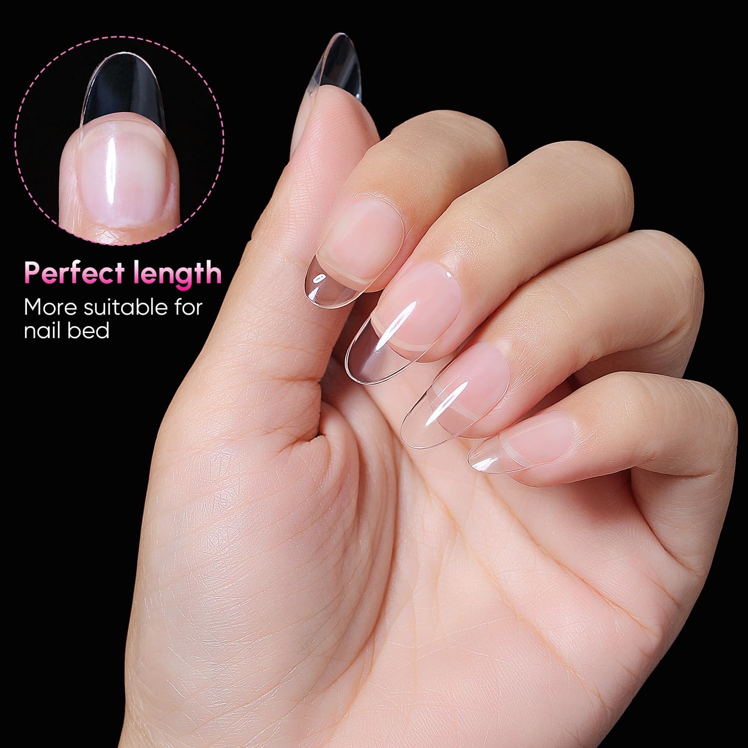 AIMEILI Short Oval Acrylic Nail tips Fake Nails - Image 2