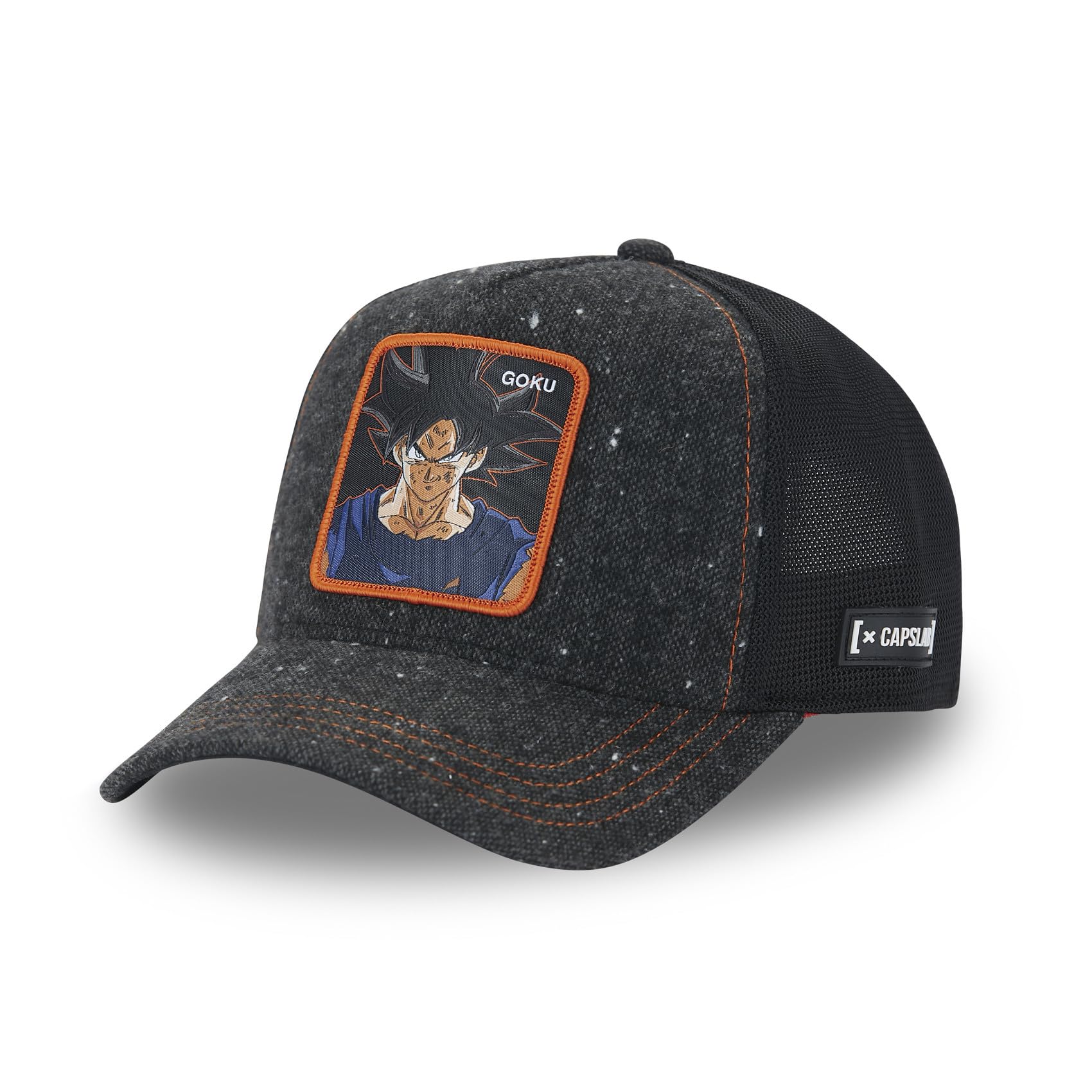 Capslab Son Goku Dragon Ball Super Black Adjustable Trucker Cap, Black/Orange, One Size