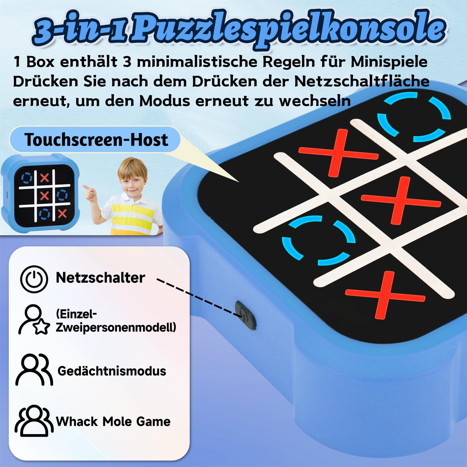 Electrónico Tic TAC Toe Bolt, Juegos de Viaje Portátiles 3 en 1, Juegos para Niños para Educación y Crecimiento de la Memoria,Juego de Fiesta Familiar, Regalos De Cumpleaños para Todas Las Edades.