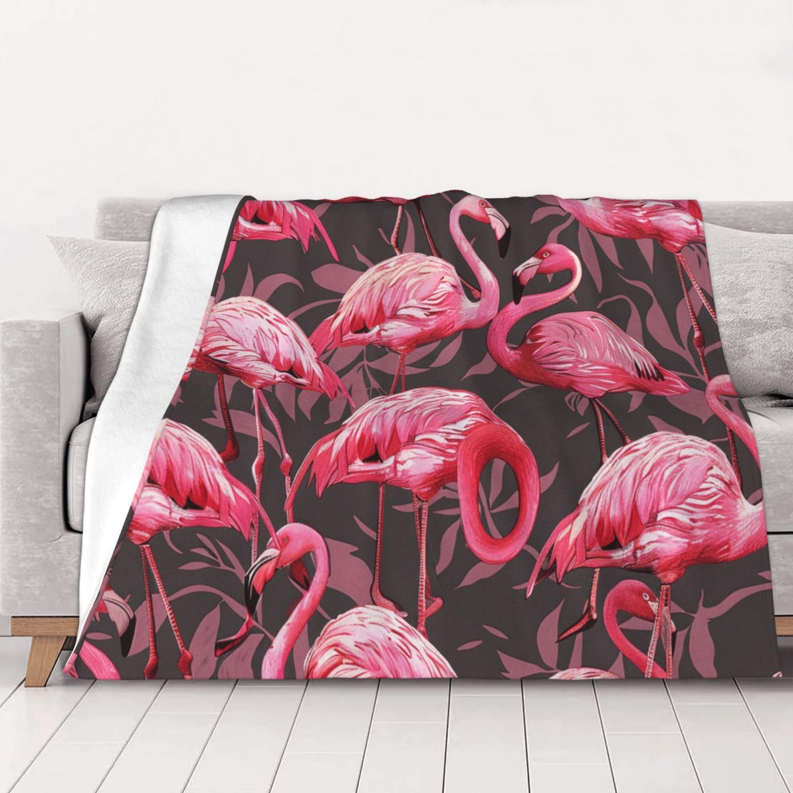Couverture flanelle flamant rose chaude grand plaid lit adulte et enfant 200x150 cm